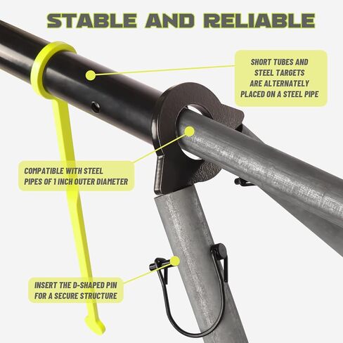 Highwild AR500 Steel 1/4" 6 أهداف دوارة ومجموعة حامل مستهدف - مناسبة لبنادق بيليه Rimfire Airgun .22 (الأنابيب غير متضمنة) in Saudi Arabia