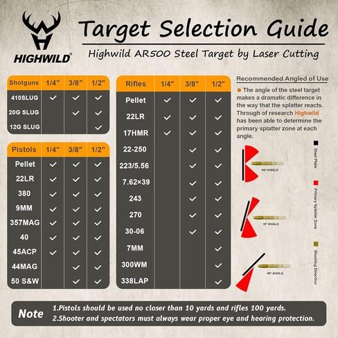 Highwild AR500 Steel 1/4" 6 أهداف دوارة ومجموعة حامل مستهدف - مناسبة لبنادق بيليه Rimfire Airgun .22 (الأنابيب غير متضمنة) in Saudi Arabia