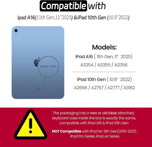 حافظة ZenRich iPad 11th (A16 2025)/ iPad الجيل العاشر مع لوحة مفاتيح بإضاءة خلفية قابلة للفصل ولوحة التتبع: حافظة مقاومة للصدمات من الدرجة العسكرية مع حامل أقلام رصاص / حامل دوار 360 درجة / حزام حمل in Saudi Arabia