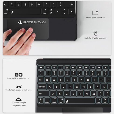 حافظة ZenRich iPad 11th (A16 2025)/ iPad الجيل العاشر مع لوحة مفاتيح بإضاءة خلفية قابلة للفصل ولوحة التتبع: حافظة مقاومة للصدمات من الدرجة العسكرية مع حامل أقلام رصاص / حامل دوار 360 درجة / حزام حمل in Saudi Arabia