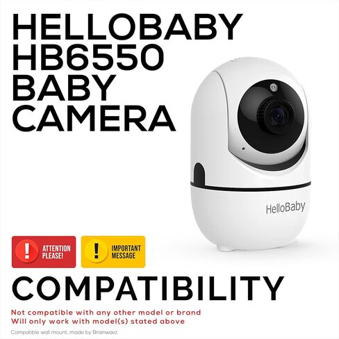 Wall Mount for HelloBaby HB6550 Baby Camera – Easy Install Custom Fit Bracket with 3M Tape & Screws for Secure Mounting – Better Viewpoint & Stability – by Brainwavz in Saudi Arabia