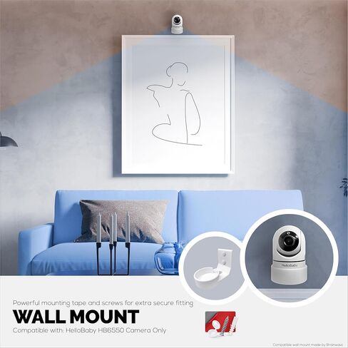Wall Mount for HelloBaby HB6550 Baby Camera – Easy Install Custom Fit Bracket with 3M Tape & Screws for Secure Mounting – Better Viewpoint & Stability – by Brainwavz in Saudi Arabia