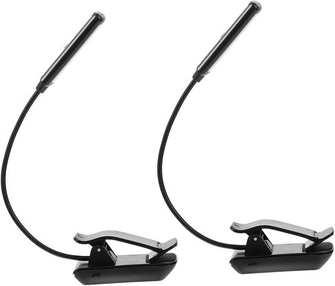 2pcs LED Reading Clip Lights, Eye Protection Bedside Book Lamps with Adjustable Brightness, USB Rechargeable Music Score and Night Clip Lights for Home and Travel in Saudi Arabia