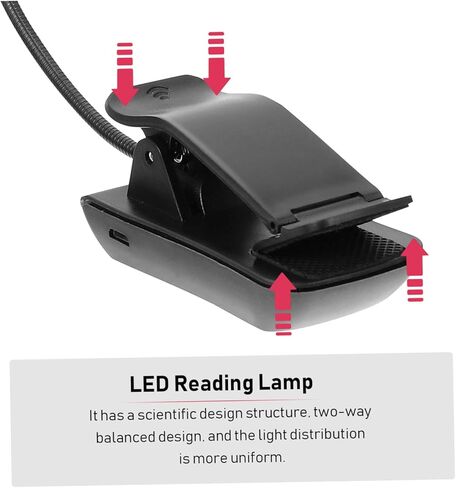 2pcs LED Reading Clip Lights, Eye Protection Bedside Book Lamps with Adjustable Brightness, USB Rechargeable Music Score and Night Clip Lights for Home and Travel in Saudi Arabia