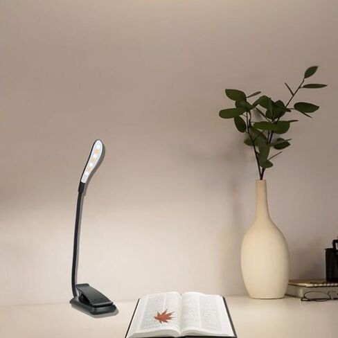 مصباح LED للقراءة بمشبك USB قابل لإعادة الشحن للعناية بالعين، مصباح قراءة مرن برقبة معقوفة للطلاب والسفر، أسود in Saudi Arabia