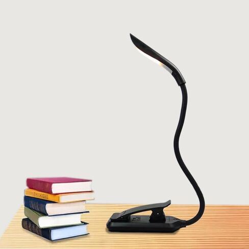 مصباح LED للقراءة بمشبك USB قابل لإعادة الشحن للعناية بالعين، مصباح قراءة مرن برقبة معقوفة للطلاب والسفر، أسود in Saudi Arabia