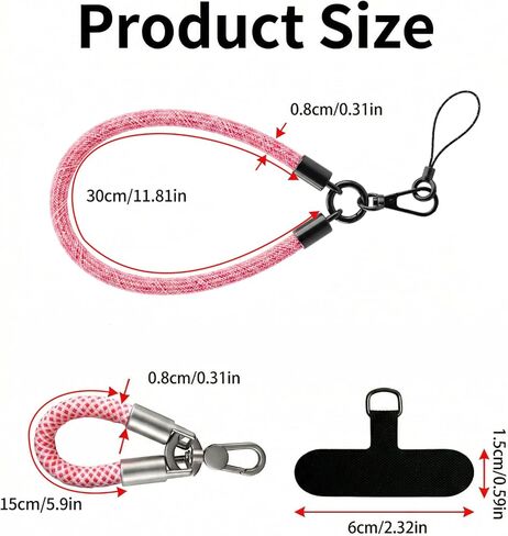 Phone Lanyard 2 Pack, 8mm Heavy Duty Wrist Strap for Cell Phone with 2 Reinforced Tether Tabs, Universal Tether Tab Wristlet for Women and Men, Compatible with Most Smartphone Cases in Kuwait