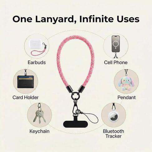 Phone Lanyard 2 Pack, 8mm Heavy Duty Wrist Strap for Cell Phone with 2 Reinforced Tether Tabs, Universal Tether Tab Wristlet for Women and Men, Compatible with Most Smartphone Cases in Kuwait