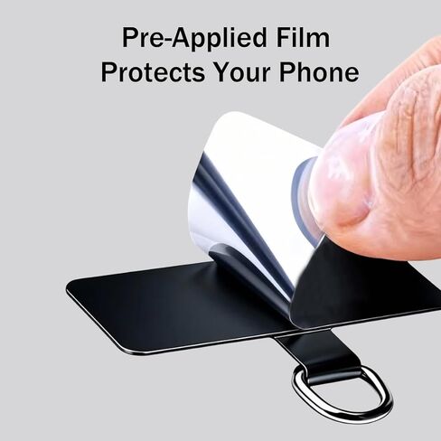 عبوتان من شريط حبل معدني شديد التحمل للهاتف، محول حبل بسعة تحميل 44 رطلًا لحافظات iPhone وAndroid، وحزام حبل عالمي ومرفق ساحر (أسود) in Saudi Arabia