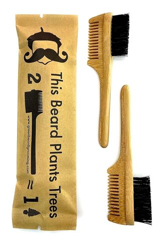 فرشاة ومشط للشارب من Pocket Sapling (عبوتان) من Green Beard Grmng - شعيرات الخنزير والخيزران in Kuwait