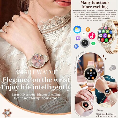 Smart Watch (Answer/Make Calls) for Women,1.32" AMOLED Smartwatch for Android and for iPhone, 3ATM Fitness Tracker with Heart Rate/Sleep/SpO2 Monitor, 100+ Sport Modes Fitness Watch (Gold) in Saudi Arabia