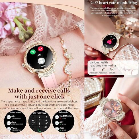 Smart Watch (Answer/Make Calls) for Women,1.32" AMOLED Smartwatch for Android and for iPhone, 3ATM Fitness Tracker with Heart Rate/Sleep/SpO2 Monitor, 100+ Sport Modes Fitness Watch (Gold) in Saudi Arabia