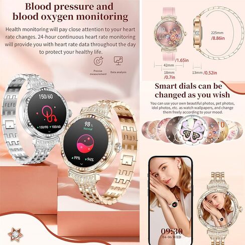 Smart Watch (Answer/Make Calls) for Women,1.32" AMOLED Smartwatch for Android and for iPhone, 3ATM Fitness Tracker with Heart Rate/Sleep/SpO2 Monitor, 100+ Sport Modes Fitness Watch (Gold) in Saudi Arabia