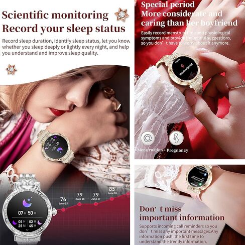 Smart Watch (Answer/Make Calls) for Women,1.32" AMOLED Smartwatch for Android and for iPhone, 3ATM Fitness Tracker with Heart Rate/Sleep/SpO2 Monitor, 100+ Sport Modes Fitness Watch (Gold) in Saudi Arabia