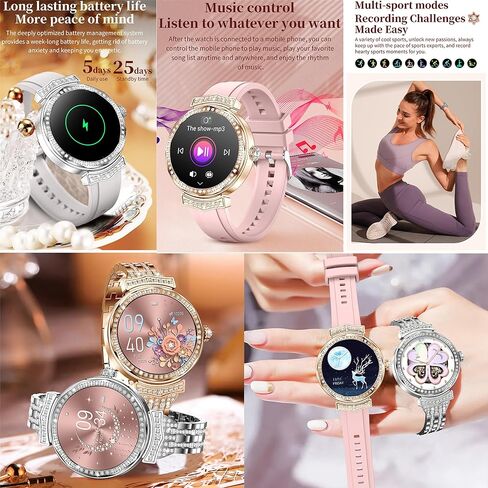 Smart Watch (Answer/Make Calls) for Women,1.32" AMOLED Smartwatch for Android and for iPhone, 3ATM Fitness Tracker with Heart Rate/Sleep/SpO2 Monitor, 100+ Sport Modes Fitness Watch (Gold) in Saudi Arabia