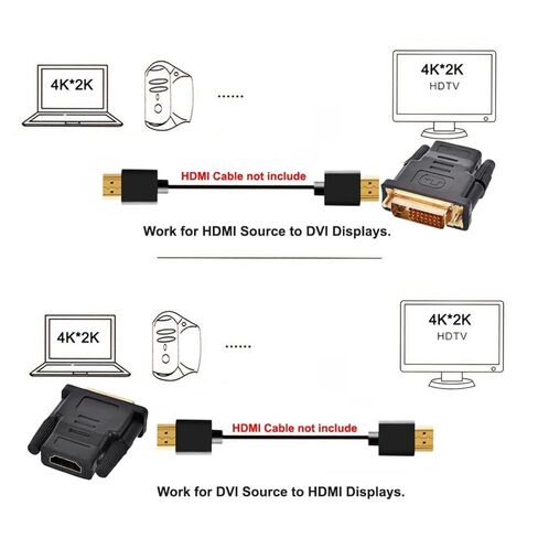 محول chenyang HDMI إلى DVI، محول DVI ذكر إلى HDMI أنثى مطلي بالذهب ثنائي الاتجاه للتلفزيون والشاشة والكمبيوتر in Saudi Arabia