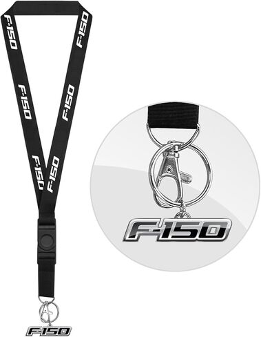 iPick Image for Ford F-150 2008-2014 حبل حامل معرف الحزام الأسود مع سلسلة مفاتيح معدنية ثلاثية الأبعاد مقطوعة بالقالب - مرخصة رسميًا in Kuwait