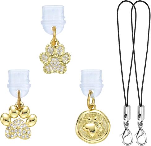 3 Pcs Golden Dust Plug Charm Type C USB C Dust Plug with Brass Pendant Cute Charging Port Protector for Most Type C Devices Phone E-Reader Accessories in Saudi Arabia