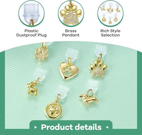 3 Pcs Golden Dust Plug Charm Type C USB C Dust Plug with Brass Pendant Cute Charging Port Protector for Most Type C Devices Phone E-Reader Accessories in Saudi Arabia