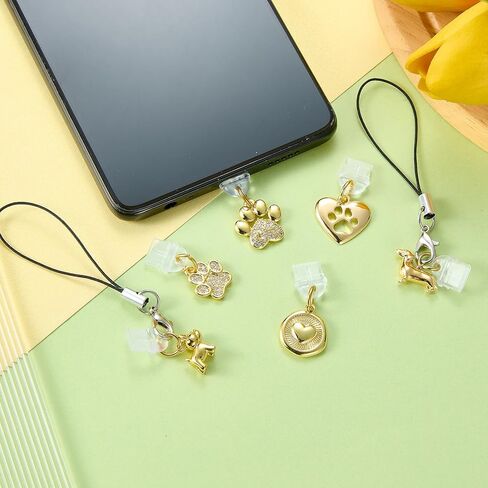 3 Pcs Golden Dust Plug Charm Type C USB C Dust Plug with Brass Pendant Cute Charging Port Protector for Most Type C Devices Phone E-Reader Accessories in Saudi Arabia