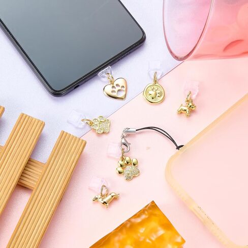 3 Pcs Golden Dust Plug Charm Type C USB C Dust Plug with Brass Pendant Cute Charging Port Protector for Most Type C Devices Phone E-Reader Accessories in Saudi Arabia