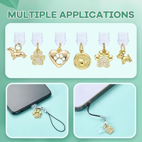 3 Pcs Golden Dust Plug Charm Type C USB C Dust Plug with Brass Pendant Cute Charging Port Protector for Most Type C Devices Phone E-Reader Accessories in Saudi Arabia