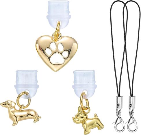 3 Pcs Golden Dust Plug Charm Type C USB C Dust Plug with Brass Pendant Cute Charging Port Protector for Most Type C Devices Phone E-Reader Accessories in Saudi Arabia