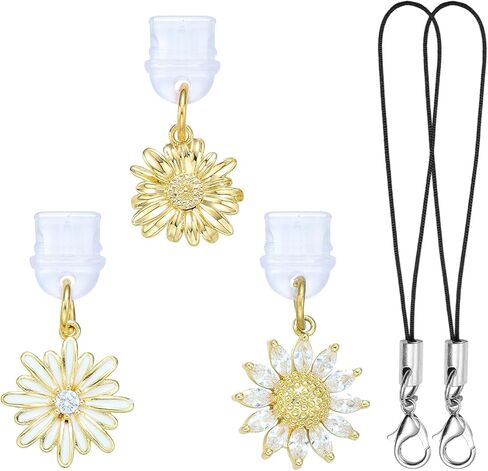 3 Pcs Golden Dust Plug Charm Type C USB C Dust Plug with Brass Pendant Cute Charging Port Protector for Most Type C Devices Phone E-Reader Accessories in Saudi Arabia