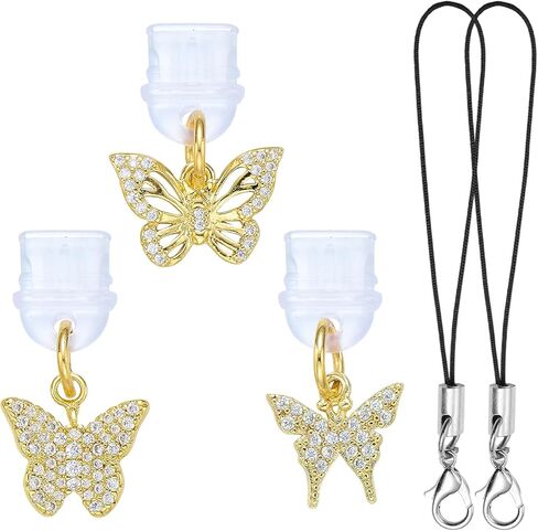 3 Pcs Golden Dust Plug Charm Type C USB C Dust Plug with Brass Pendant Cute Charging Port Protector for Most Type C Devices Phone E-Reader Accessories in Saudi Arabia