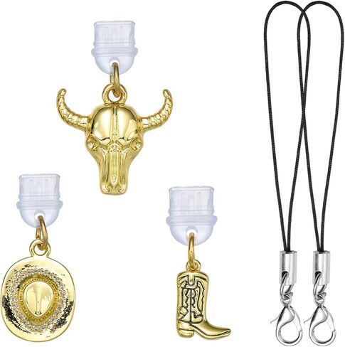 3 Pcs Golden Dust Plug Charm Type C USB C Dust Plug with Brass Pendant Cute Charging Port Protector for Most Type C Devices Phone E-Reader Accessories in Saudi Arabia