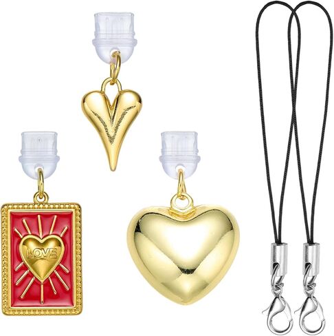 3 Pcs Golden Dust Plug Charm Type C USB C Dust Plug with Brass Pendant Cute Charging Port Protector for Most Type C Devices Phone E-Reader Accessories in Saudi Arabia