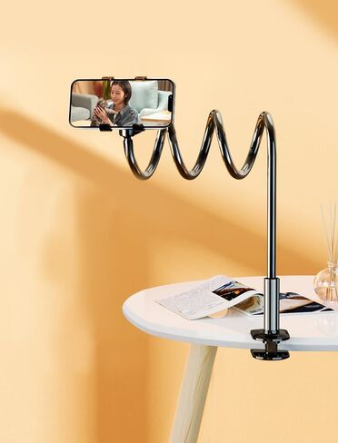 360° Rotating Tablet Phone Holder Spiral Base Lazy Mobile Phone Tablet Bedside Stand Bed Lazy Stand,2.6Ft（Black） in Saudi Arabia
