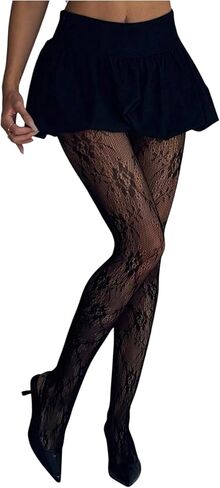 Milumia Women's Vintage Floral Lace Patterned Tights Hollow Out Fishnet Stockings Pantyhose in Saudi Arabia