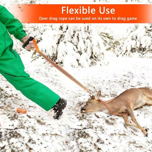 Deer Drag Harness Heavy Duty Orange Deer Drag Rope with Reflective Strip Soft Handle and Widened Shoulder Strap 400lb Capacity Deer Drag Set Perfect Men's Hunting Accessories and Gift for Hunters in Saudi Arabia