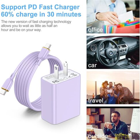 USB C Fast Charger for Samsung A36 A17 A56 5G A16 A26 S25 S24 A15 A55, 20W Type C Super Fast Wall Charger Block with 6FT USB C to C Cable for iPhone 17 Air 16 e 16 15 Google Pixel 10 Pro XL/9 Pro/8/7 in Saudi Arabia