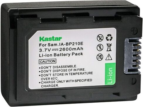 بطارية Kastar IA-BP210E وشاحن تيار متردد LCD متوافق مع Samsung HMX-H204BN، HMX-H205، HMX-H205BN، HMX-H220، HMX-H300، HMX-H300BN، HMX-H303، HMX-H304، HMX-H305، HMX-H320، HMX-H400، همكس-H405 in Kuwait