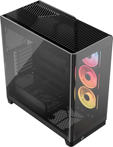 إطار CORSAIR 4500X LX-R RGB Link حافظة كمبيوتر متوسطة البرج من الزجاج البانورامي - نظام تركيب InfiniRail، يناسب مشعات مزدوجة 360 مم، وحدة معالجة الرسومات المضادة للترهل، متضمنة مراوح وصلة RGB 3X LX120R - أسود in Kuwait