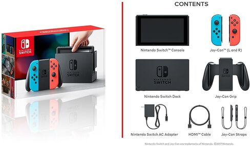Nintendo Switch Bundle (6 items): 32GB Console Neon Red Blue Joy-con, Game Disc Super Mario Odyssey, Extra Pair of Joy-con Red and Blue,128GB Micro SD Card, Type C Cable, HDMI Cable in Saudi Arabia