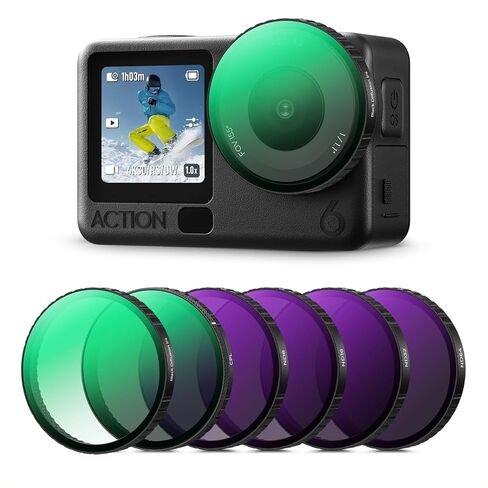 طقم فلتر K&F CONCEPT ND متوافق مع DJI Osmo Action 6، ND8 ND16 ND32 ND64 4 عبوات من فلاتر الزجاج البصري للتحكم في التعرض للضوء مع طلاء متعدد الطبقات in Kuwait
