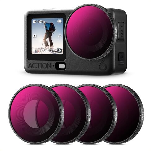 طقم فلتر K&F CONCEPT ND متوافق مع DJI Osmo Action 6، ND8 ND16 ND32 ND64 4 عبوات من فلاتر الزجاج البصري للتحكم في التعرض للضوء مع طلاء متعدد الطبقات in Kuwait