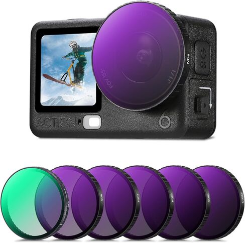 طقم فلتر K&F CONCEPT ND متوافق مع DJI Osmo Action 6، ND8 ND16 ND32 ND64 4 عبوات من فلاتر الزجاج البصري للتحكم في التعرض للضوء مع طلاء متعدد الطبقات in Kuwait