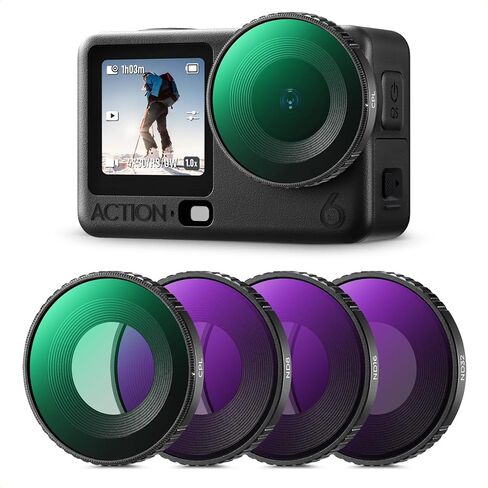 طقم فلتر K&F CONCEPT ND متوافق مع DJI Osmo Action 6، ND8 ND16 ND32 ND64 4 عبوات من فلاتر الزجاج البصري للتحكم في التعرض للضوء مع طلاء متعدد الطبقات in Kuwait