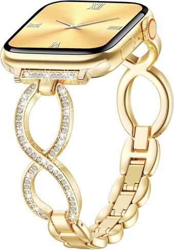 سوار Filoto Bling متوافق مع ساعة Apple 38 مم 40 مم 41 مم 42 مم 44 مم 45 مم 46 مم 49 مم للنساء، حزام معدني رفيع أنيق سوار مجوهرات نحيف لسلسلة iWatch Band 11 10 9 8 7 6 5 4 SE 3 2 1 Ultra in Saudi Arabia