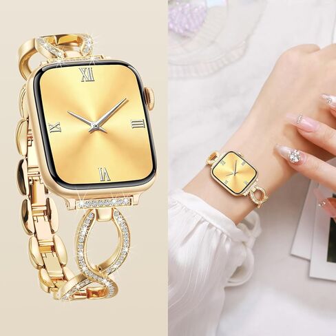 سوار Filoto Bling متوافق مع ساعة Apple 38 مم 40 مم 41 مم 42 مم 44 مم 45 مم 46 مم 49 مم للنساء، حزام معدني رفيع أنيق سوار مجوهرات نحيف لسلسلة iWatch Band 11 10 9 8 7 6 5 4 SE 3 2 1 Ultra in Saudi Arabia