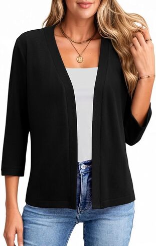 Newchoice Womens 3/4 Sleeve Open Front Cardigan Cropped Lightweight Shrug Bolero Cardigan Sweater in Kuwait