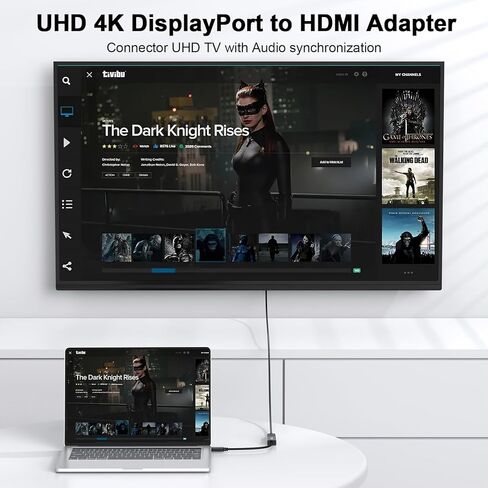 محول DisplayPort إلى HDMI 4K، 5 حزم، كابل محول DisplayPort DP إلى HDMI ذكر إلى أنثى متوافق مع الكمبيوتر والشاشة والتلفزيون وجهاز العرض (5، أسود) in Kuwait