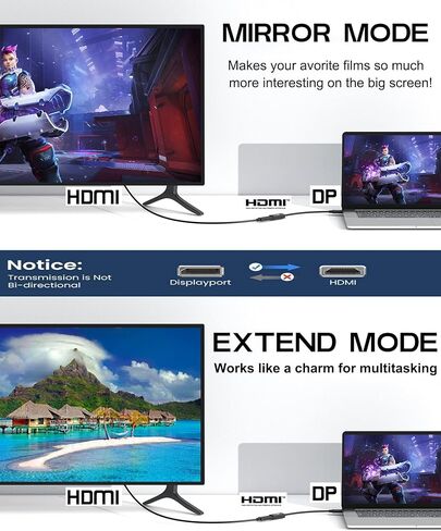 محول DisplayPort إلى HDMI 4K، 5 حزم، كابل محول DisplayPort DP إلى HDMI ذكر إلى أنثى متوافق مع الكمبيوتر والشاشة والتلفزيون وجهاز العرض (5، أسود) in Kuwait