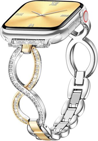 سوار Filoto Bling متوافق مع ساعة Apple 38 مم 40 مم 41 مم 42 مم 44 مم 45 مم 46 مم 49 مم للنساء، حزام معدني رفيع أنيق سوار مجوهرات نحيف لسلسلة iWatch Band 11 10 9 8 7 6 5 4 SE 3 2 1 Ultra in Saudi Arabia
