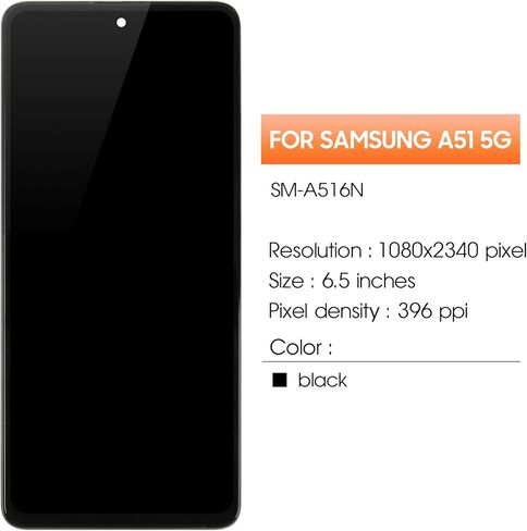 شاشة OLED بديلة لهاتف Samsung Galaxy A51 5G لشاشة Samsung A51 5G LCD A516V A516U A516 SM-A516U مجموعة محول رقمي تعمل باللمس مع إطار (يدعم بصمة الإصبع) in Kuwait
