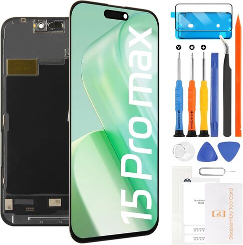 استبدال شاشة LCD لهاتف iPhone 15 Pro Max A2849، A3105، A3106، A3108 6.7 بوصة شاشة LCD تعمل باللمس محول رقمي مجموعة كاملة + زجاج مقسى in Saudi Arabia